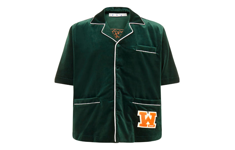 Off-White FW20 Short-Sleeved Shirt Velet short-sleeve Shirt Men's Green OMGA124E20FAB0015720
