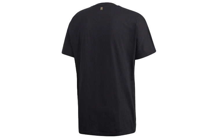 adidas Mufc Cny Tee Logo Alphabet Printing Round Neck Short Sleeve Black FH8544
