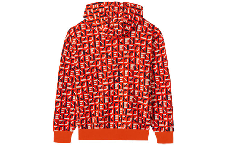 Men's KENZO SS21 Alphabet Full Print Zipper Hooded Jacket Red FB55BL5873SC-16