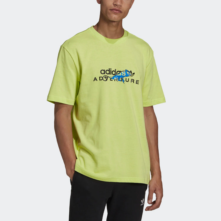 adidas originals Alphabet Printing Sports Round Neck Short Sleeve Yellow GN2345