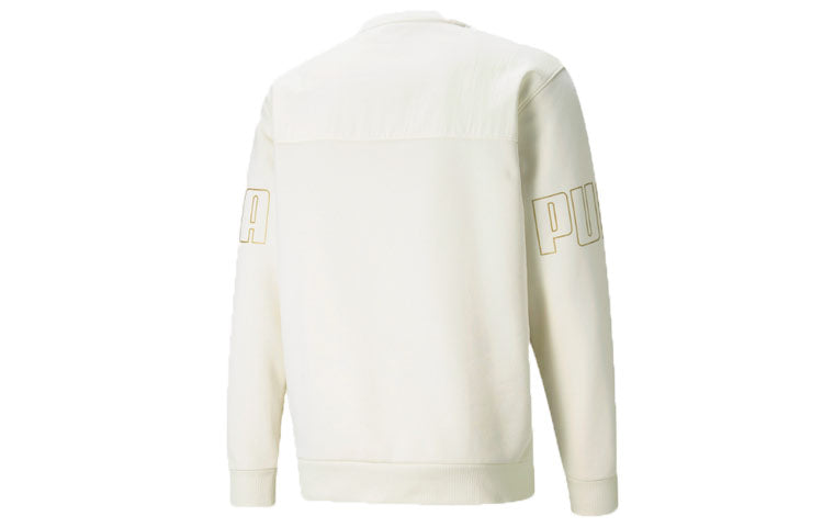 PUMA Winterized Crew Bronzing Logo Splicing Sports Round Neck Pullover White 848256-73