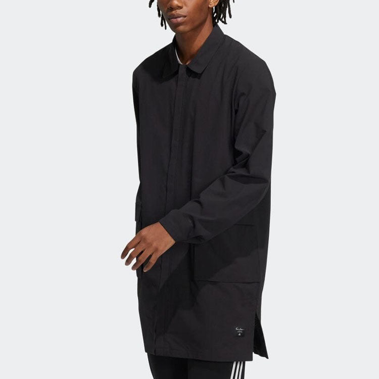 Men's adidas Lapel Breathable Solid Color Long Sleeves Jacket Japanese Version Black HD0010