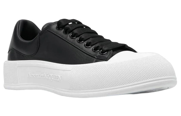 Alexander McQueen Deck Lace Up Plimsoll Sneakers 'Black White' 705201WIAB61070