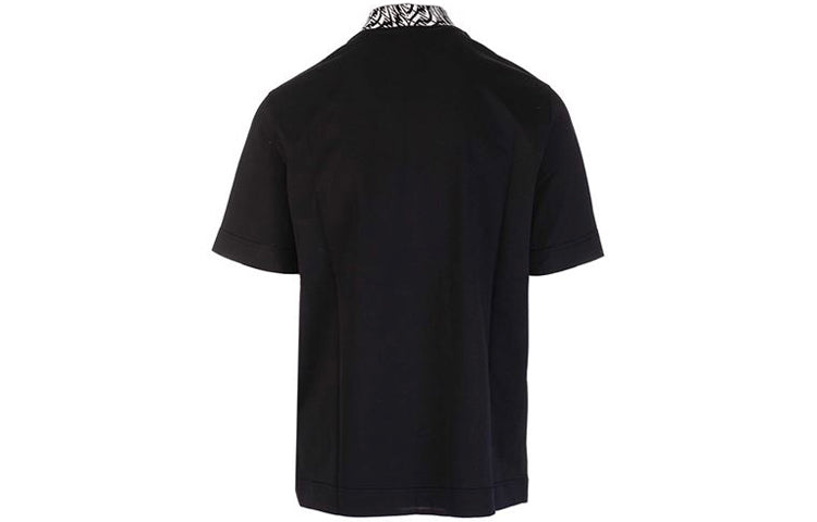 Men's FENDI FW21 F Alphabet Pattern Adornment Round Neck Short Sleeve Black T-Shirt FY1088AGAKF0PA4