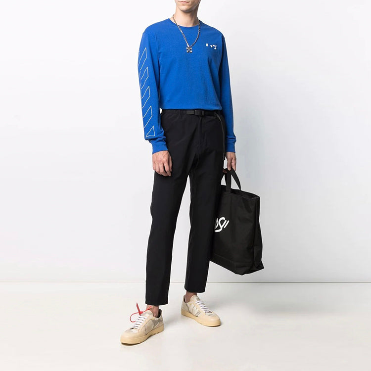 Off-White SS21 Alphabet Pattern Solid Color Long Sleeves Blue OMAB001S21JER0044501