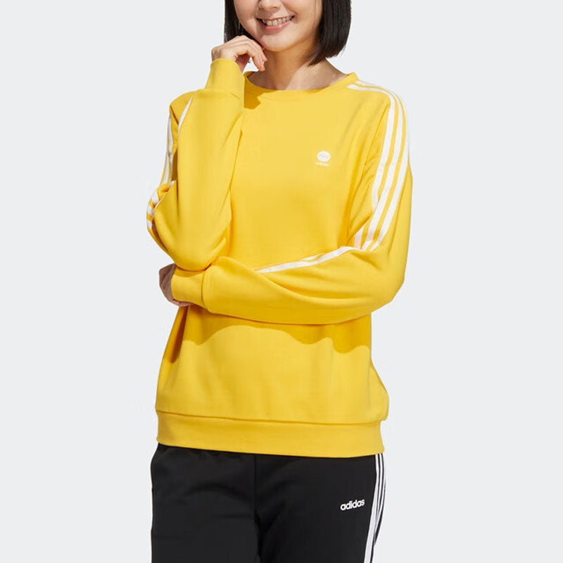 (WMNS) adidas neo 3-Stripes Crew sweatshirt 'Yellow White' HM7417