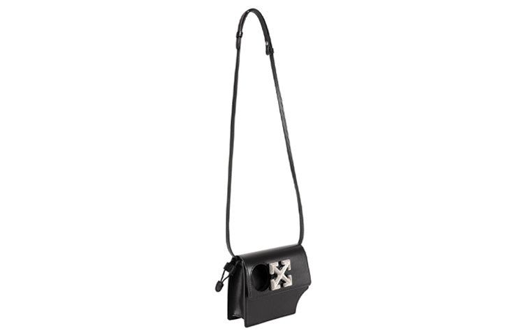 Off-White Jitney0.7 Series Design Metallic Cortex Small Black Messenger Bag OMNN008R21LEA0011078