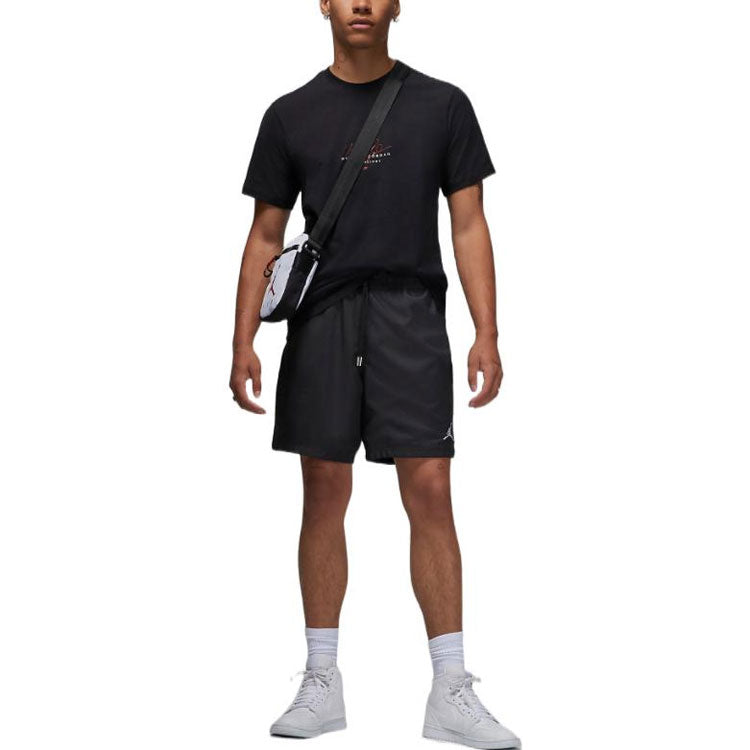 Men's Air Jordan Solid Color Alphabet Printing Round Neck Casual Short Sleeve Black T-Shirt DM1440-010