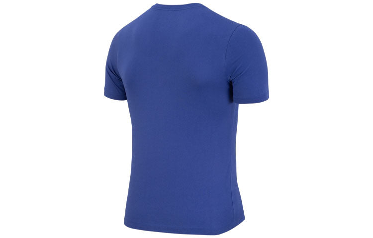 Men's Nike Swoosh Logo Printing Knit Round Neck Short Sleeve Deep Sapphire Blue T-Shirt DB5858-455