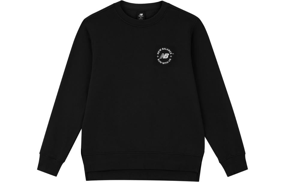 New Balance Logo Pullover Sweatshirt Asia Sizing 'Black White' AMT33343-BK