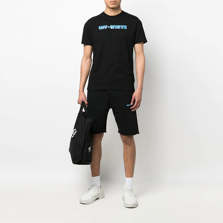 Men's Off-White SS22 Logo Arrow Printing Casual Straight Shorts Loose Fit Black OMCI006S22FLE0051039