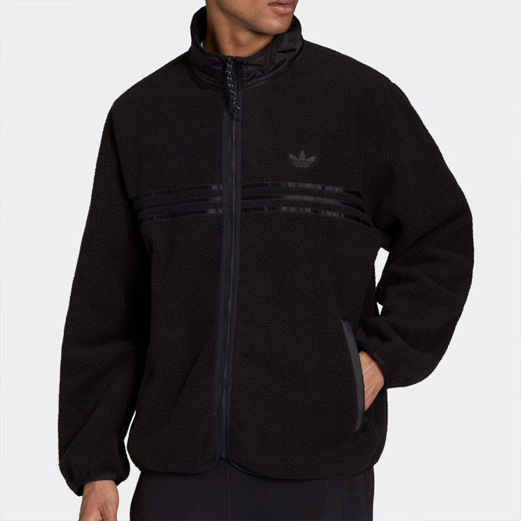 Men's adidas originals Stay Warm Fleece Lined Polar Fleece Sports Jacket Black HF9216