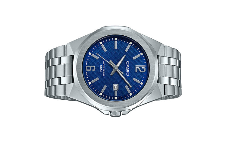 CASIO Waterproof Stainless Steel Strap Mens Blue Analog MTP-E158D-2A2021