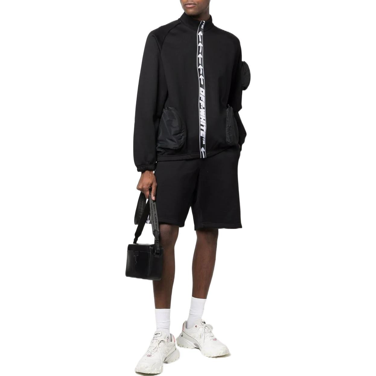 Men's Off-White FW22 Side Logo Elastic Waistband Sports Ordinary Version Black Shorts OMVH017C99FAB0011001