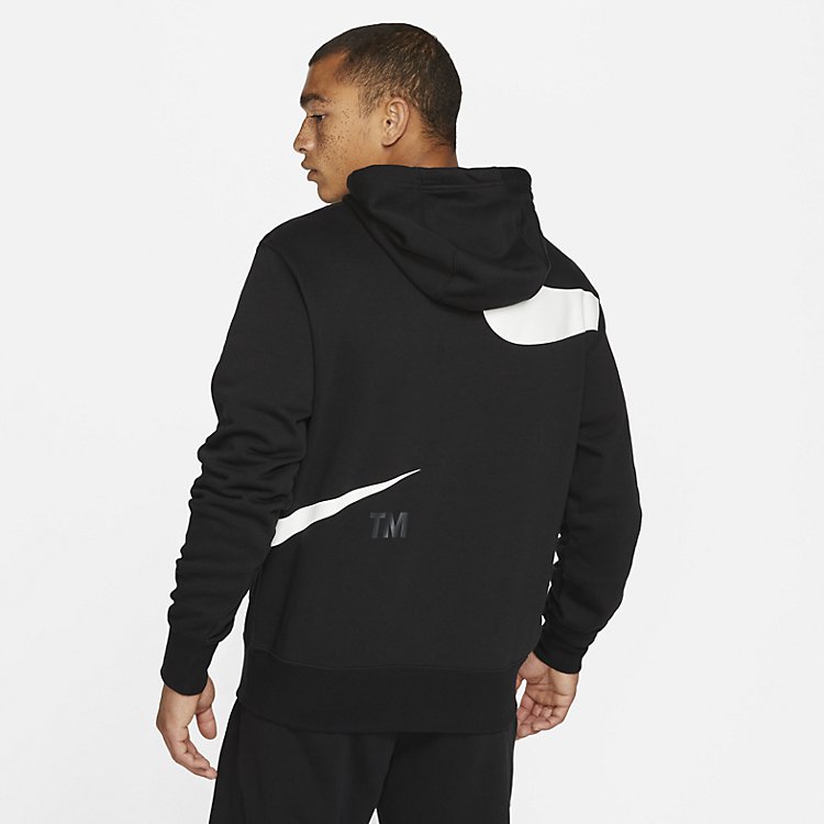 Nike Semi-Brushed Back Pullover Hoodie 'Black White' DD6011-010