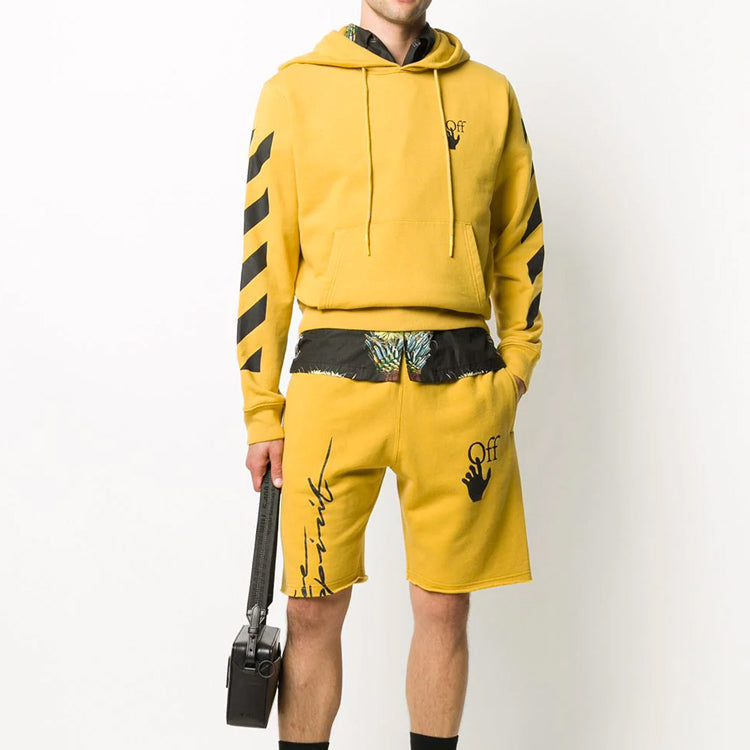 Off-White FW20 Arrows Printing Sports Shorts Men Yellow OMCI006F20FLE0031610
