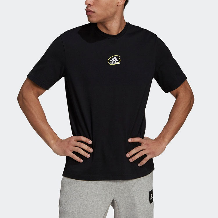 adidas Scribble Tee M Back Logo Sports Short Sleeve Black GQ8308
