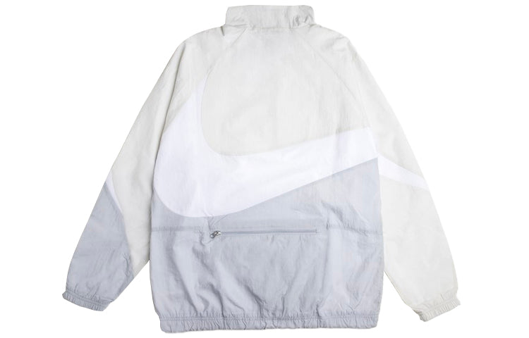 Nike Logo Colorblock Half Zipper Stand Collar Jacket Creamy White AJ2696-012