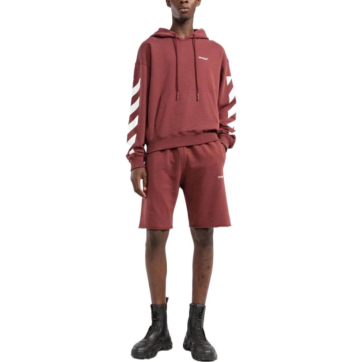 Men's Off-White FW22 Solid Color Logo Printing Sports Shorts Ordinary Version Red OMCI012F22FLE0022801