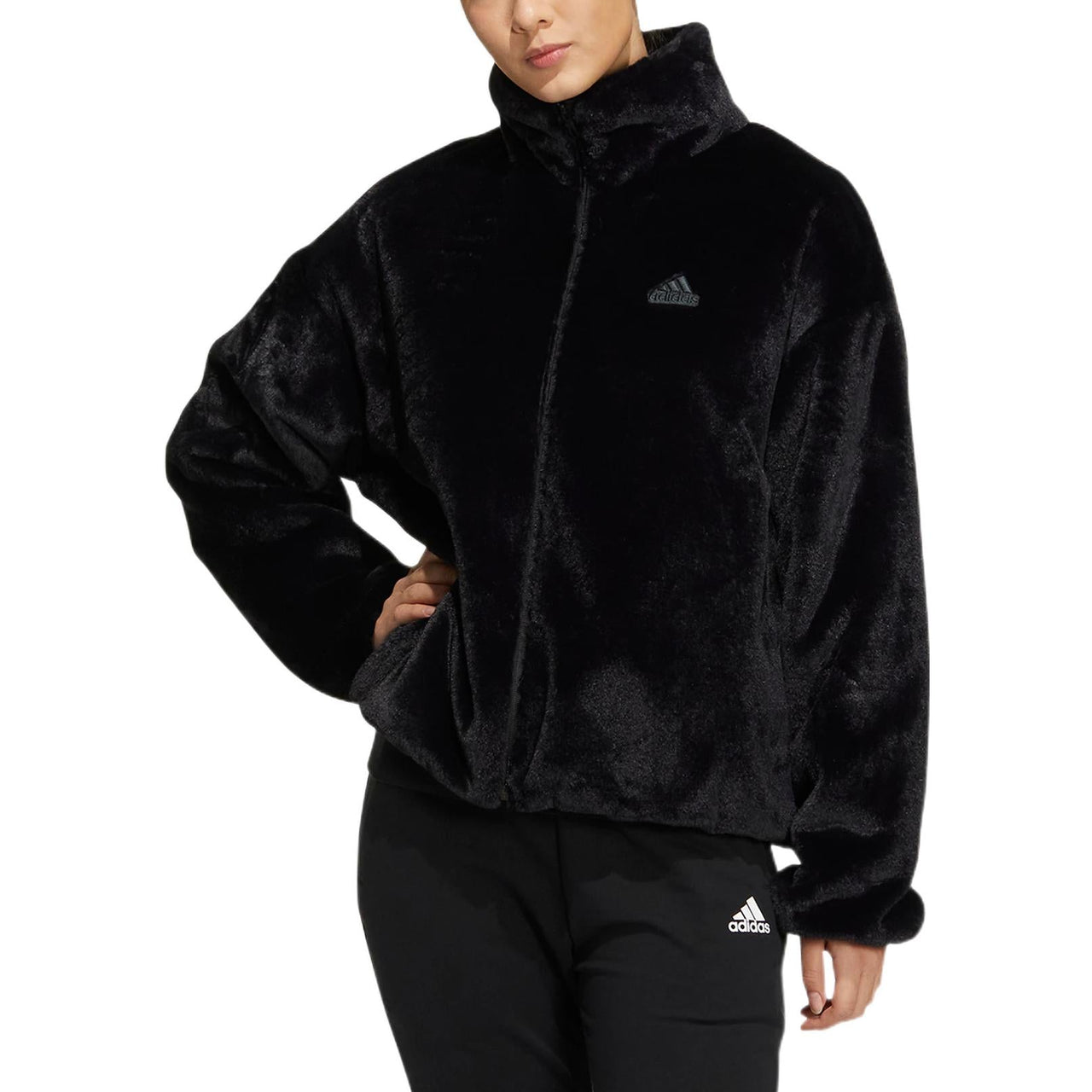 (WMNS) adidas Met Fur Jacket T1 Asia Sizing 'Black' HM7105