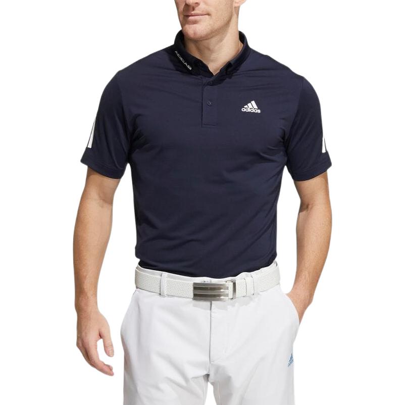adidas Printing Logo Casual Stripe Short Sleeve Polo Shirt Blue HA3128
