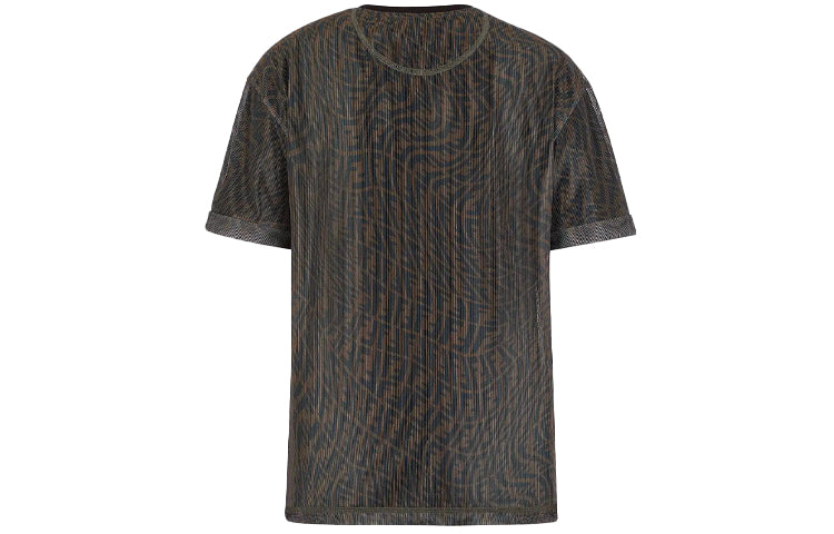 FENDI SS21 Mesh Round Neck Loose Short Sleeve Brown T-Shirt FS7375AG77F118W