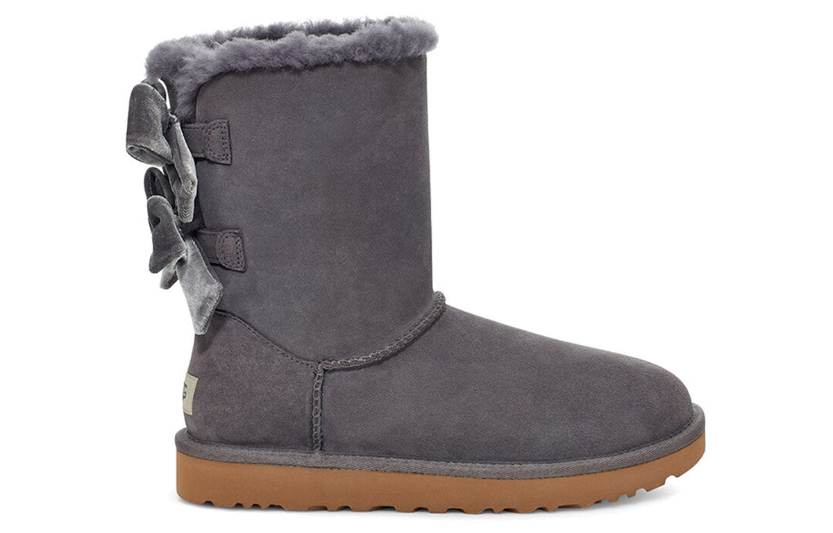 (WMNS) UGG Bailey Bow Velvet Snow Boots Purple 1118854-NHT