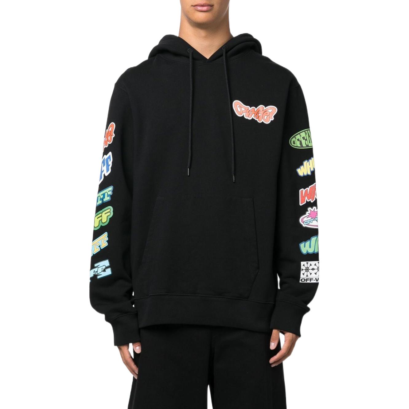 Off-White graphic-print Cotton Hoodie 'Black' OMBB097F22FLE0291084