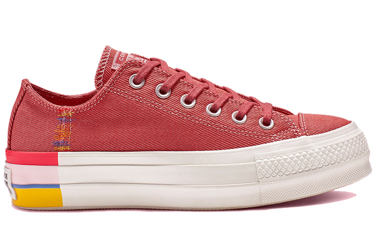 (WMNS) Converse Chuck Taylor All Star Rainbow Platform Low Top Rainbow Canvas Low Red 564995C