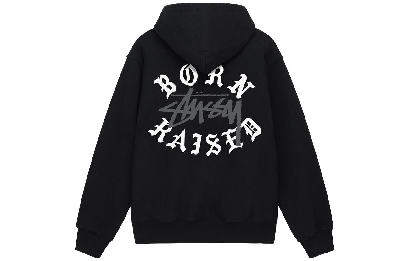 Stussy x Born X Raised Logo Zip Hoodie 'Black' 3973855