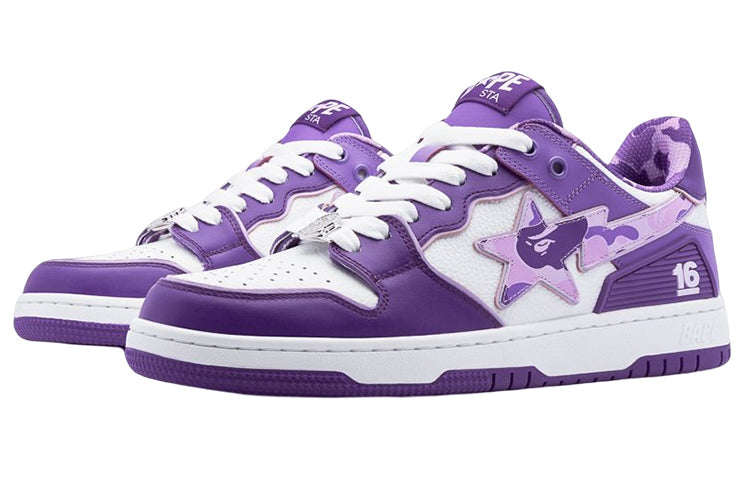 A BATHING APE SK8 Sta Leather Low 'Purple' 16 1J22-191-002-PURPLE