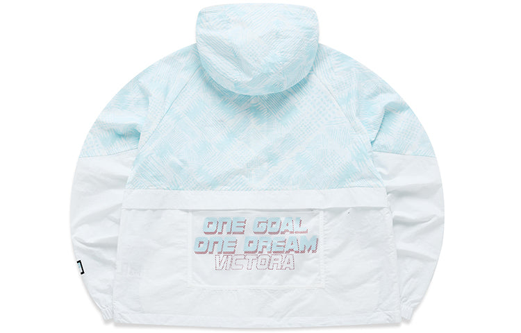 FILA FUSION Colorblock Thin and light Loose Woven Hooded Jacket White T11W125702F-WT