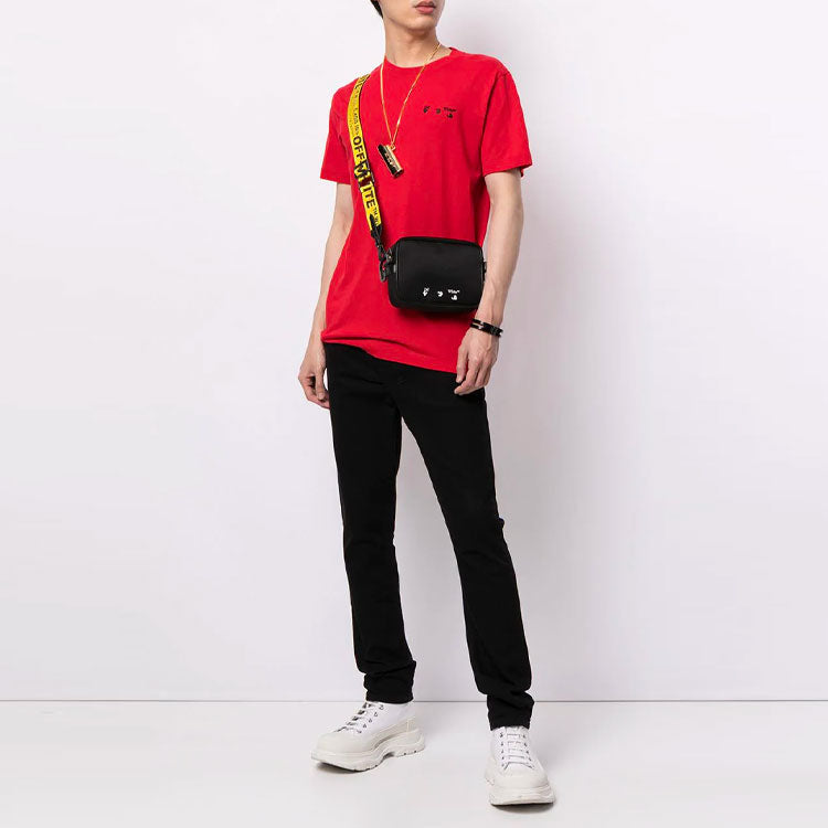 Off-White SS21 Logo Round Neck Short Sleeve Loose Fit Red 0MAA027S21JER003