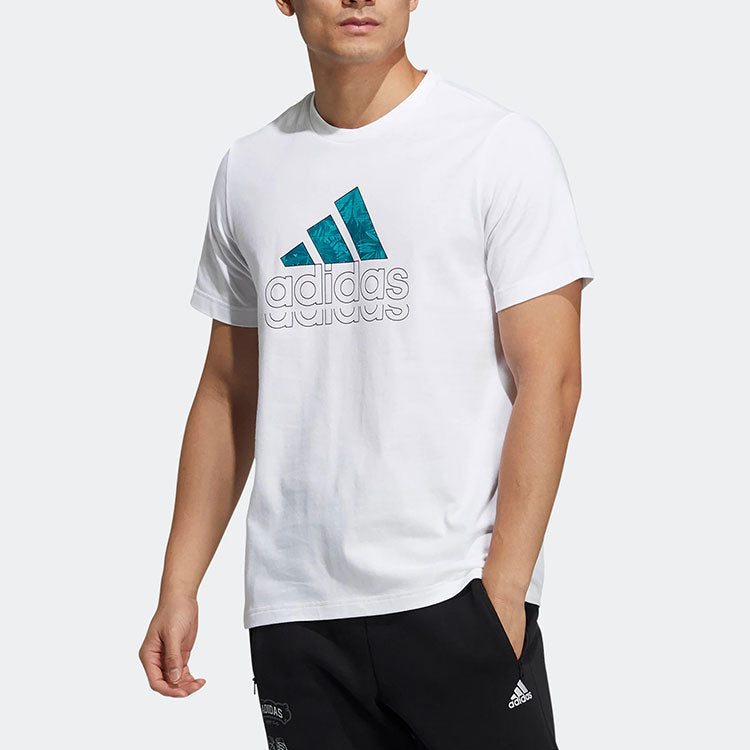 adidas Alphabet Logo Printing Athleisure Casual Sports Round Neck Short Sleeve White HE9911