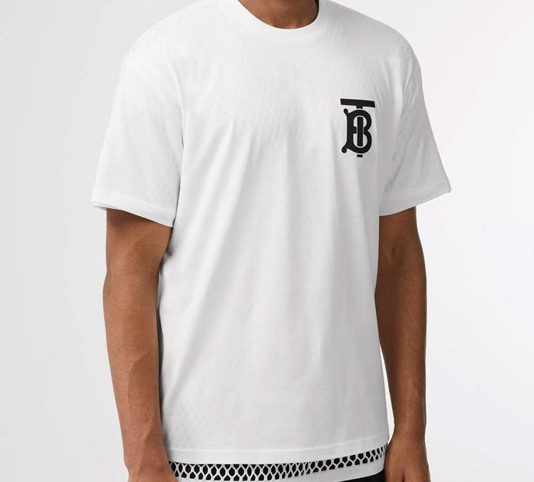 Men's Burberry Logo Printing Round Neck Short Sleeve White 80174851