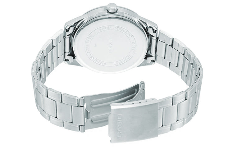 Casio Dress Minimalistic Stainless Steel Analog Watch 'Black Silver' MTP-V005D-1B22021