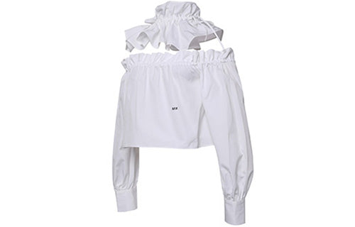 (WMNS) Off-White Long Sleeves Short White Tops OF2D2G001