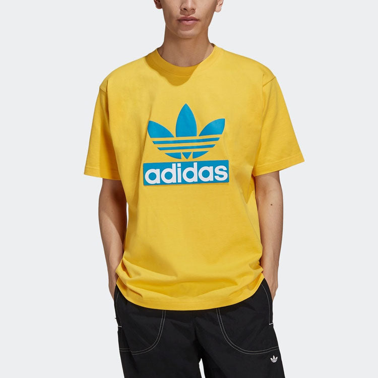 adidas originals Big Trfl Tee Casual Sports Round Neck Short Sleeve Yellow H09345