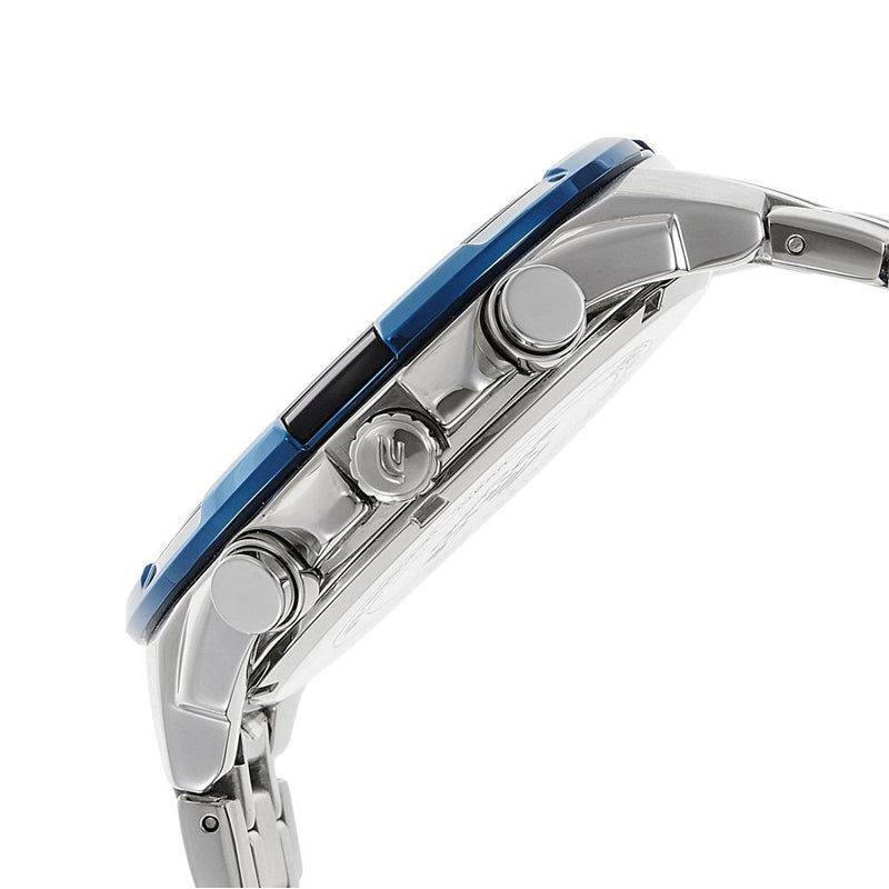 Men's CASIO EDIFICE Stainless Steel Strap Blue Black Watch Mens Silver Analog EF-539D-1A2V