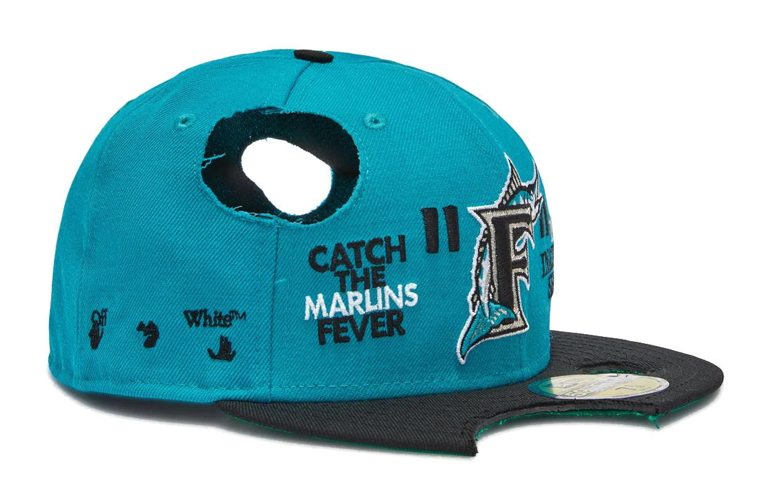 Men's Off-White Mlb New Era Crossover Fashion Hole Embroidered Logo Blue Cap CAP-17585457