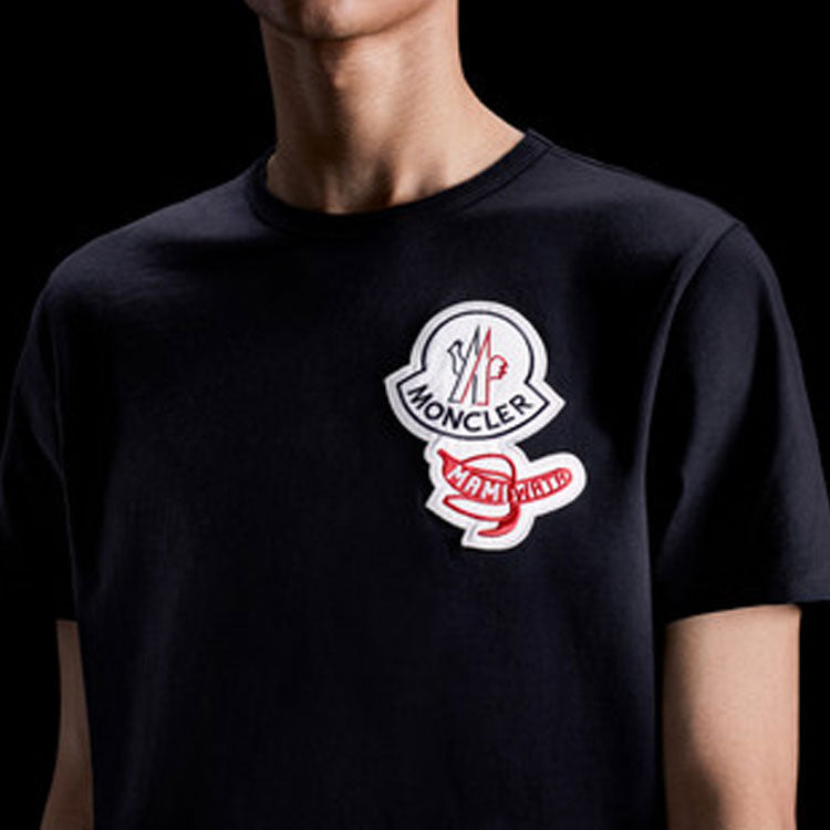 Men's Moncler Genius 2 Logo Patch Short Sleeve Navy Blue 0928C712008390T773