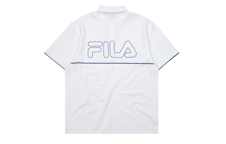 FILA Fusion Large Logo Printing Sports Short Sleeve Polo Shirt White T11M032107F-WT