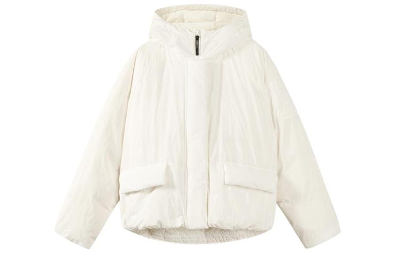 (WMNS) Skechers Solid Color Concealed Zip Elastic Cuff Hooded Down Jacket 'Pink White' L422W043
