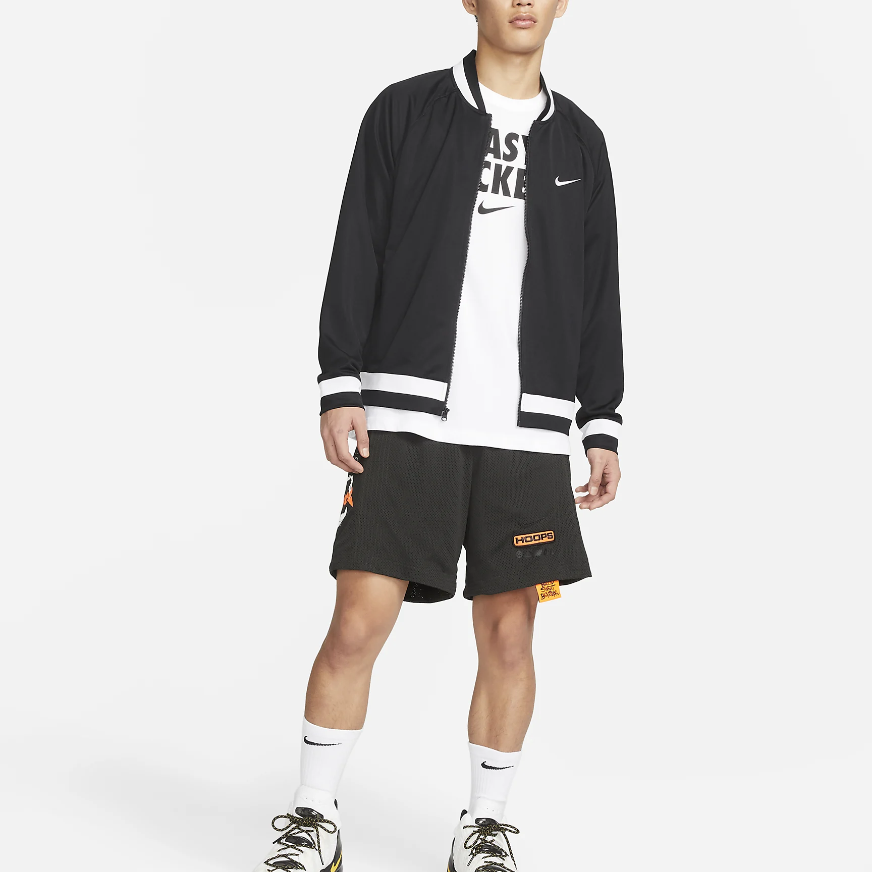 Nike Contrasting Colors Printing Baseball Jacket Black DH7126-011