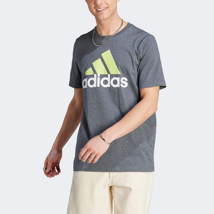 adidas Essentials Single Jersey Big Logo T-shirt Asia Sizing 'Grey' IJ8578