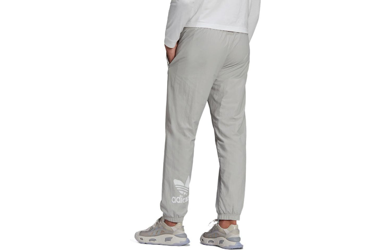 Men's adidas SS22 Solid Color Logo Printing Bundle Feet Sports Pants/Trousers/Joggers Light Grey HC7113