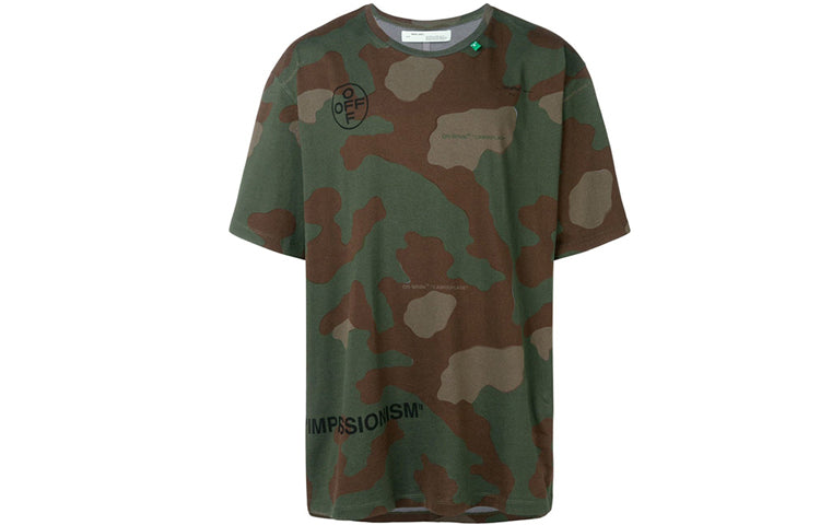 Off-White Camouflage Army Green Short Sleeve Loose OMAA038R191850169910