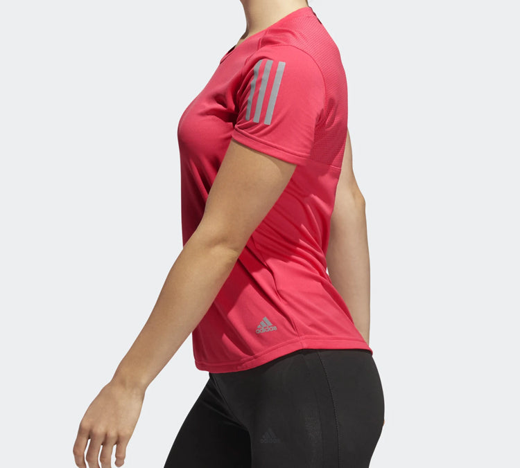 (WMNS) adidas Own The Run Tee Reflective Printing Sports Short Sleeve Red DQ2617
