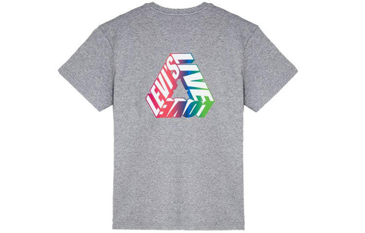 Men's Levis Pattern Printing Round Neck Short Sleeve Gray T-Shirt 85585-0000
