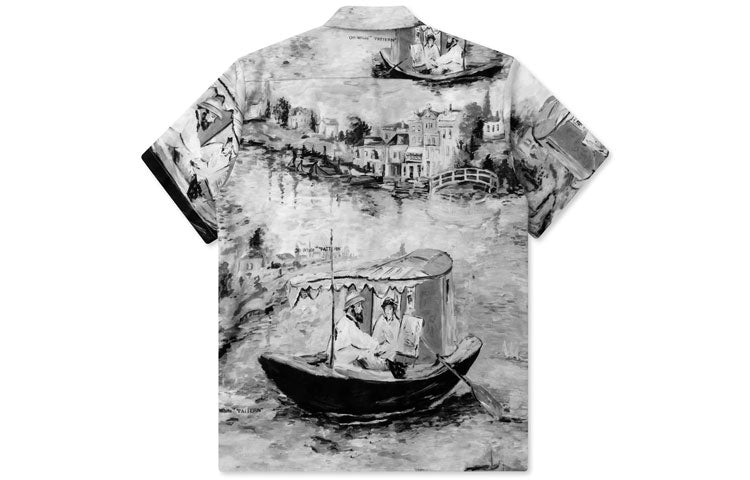 Off-White Small Casual Cotton Shirt Gray White OMGA049R19C100209908